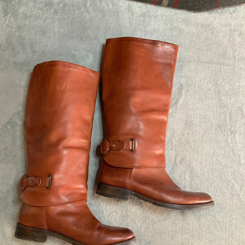 Frye Shirley Over The Knee Cognac Leather Riding Boots 77827 Womens 7.5B